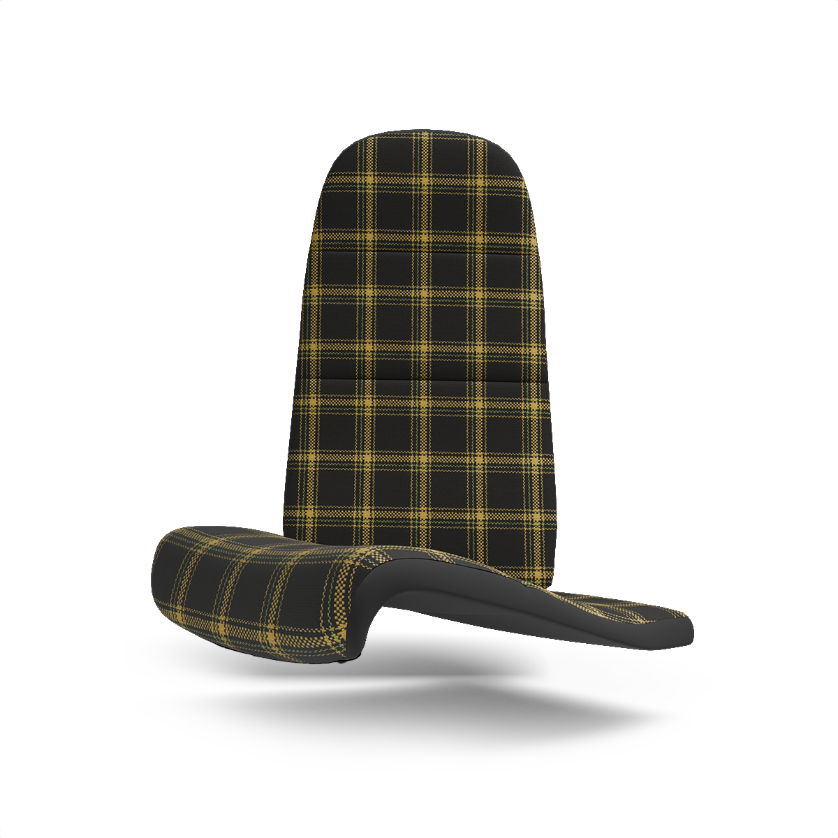 Porsche and VW Check Tartan Plaid Seat Fabric - Black / Yellow / Green