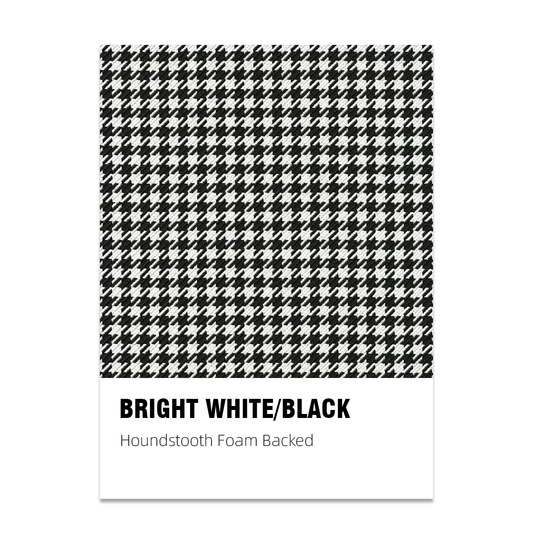 Foam Backed Houndstooth Seat Fabric - Bright White/Black