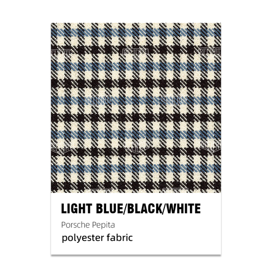 Porsche Pepita Houndstooth Seat Fabric - Light Blue/Black/White