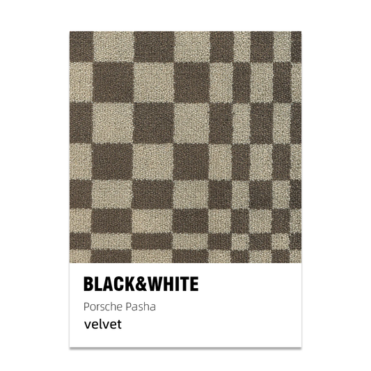 Porsche Pasha Checkerboard Seat Fabric - Cream/Brown