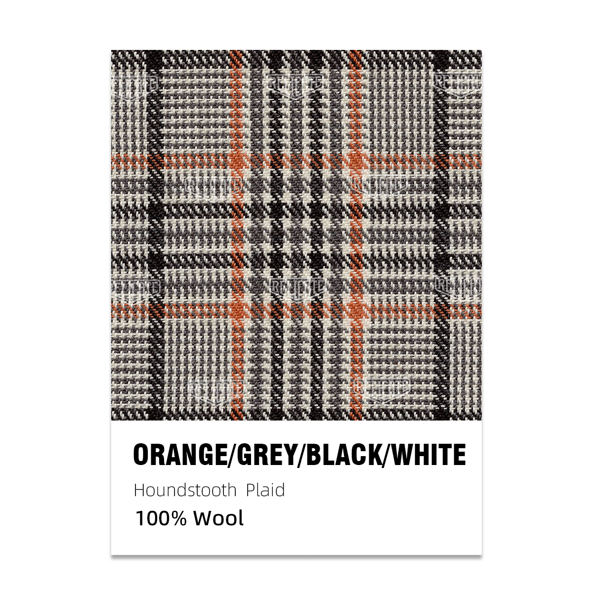 Houndstooth-Plaid Seat Fabric - Orange/Grey/Black/White