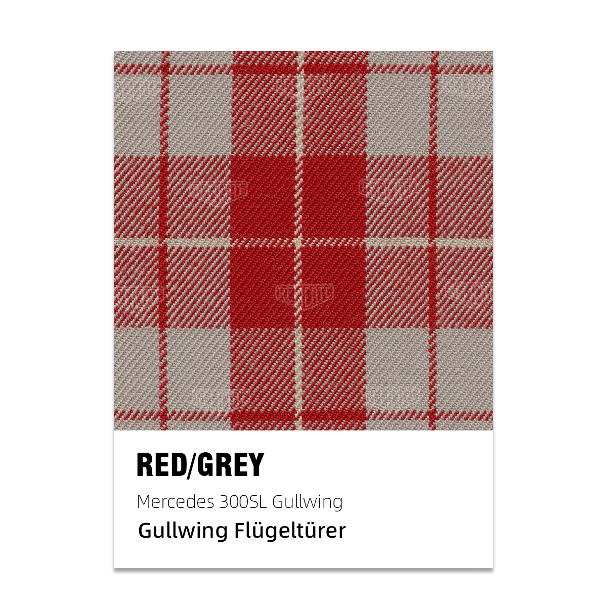 Mercedes 300SL Gullwing Plaid Seat Fabric - Red / Grey