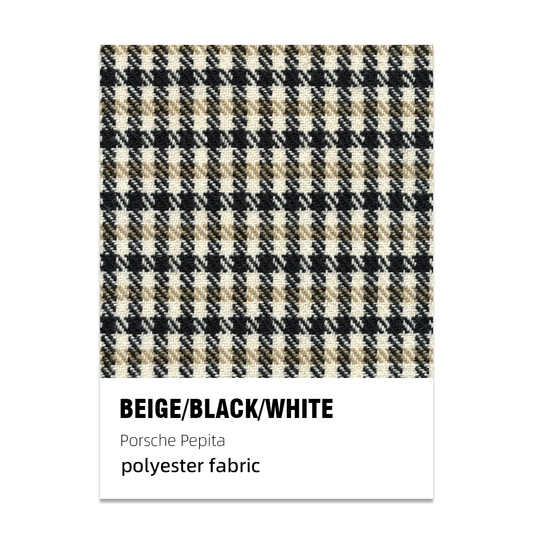 Porsche Pepita Houndstooth Seat Fabric - Beige/Black/White