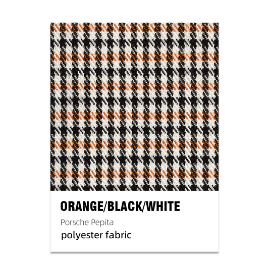 Porsche Pepita Houndstooth Seat Fabric - Orange/Black/White