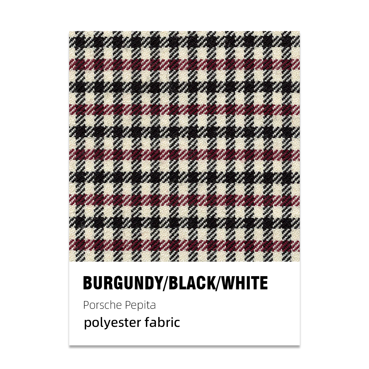 Porsche Pepita Houndstooth Seat Fabric - Burgundy/Black/White