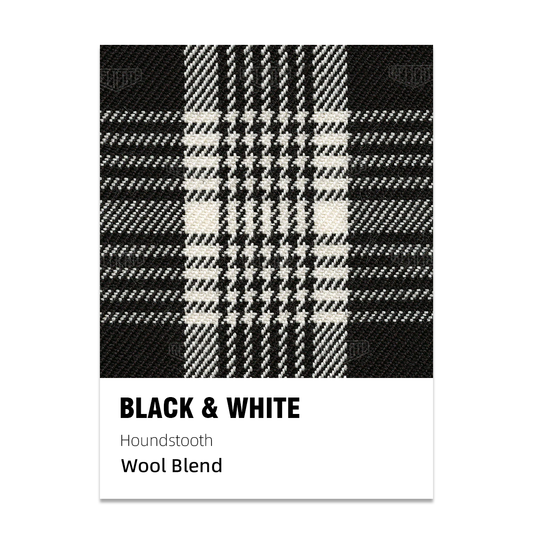 Houndstooth-Plaid Seat Fabric - Black & White