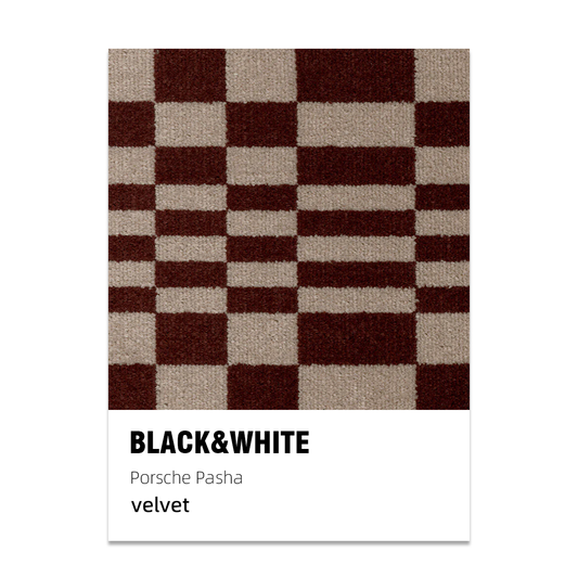 Porsche Pasha Checkerboard Seat Fabric - Bordeaux/Beige