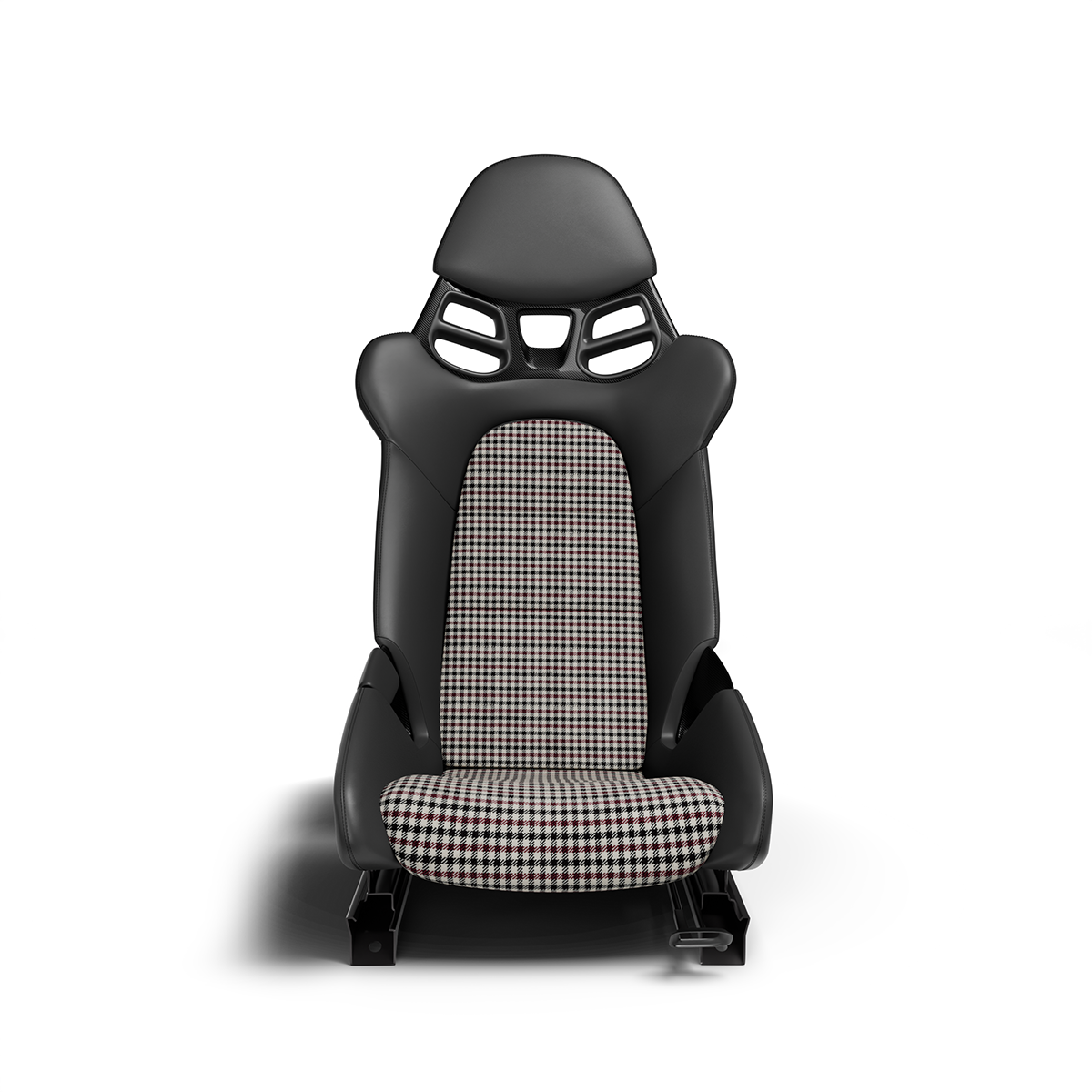 Porsche Pepita Houndstooth Seat Fabric - Burgundy/Black/White