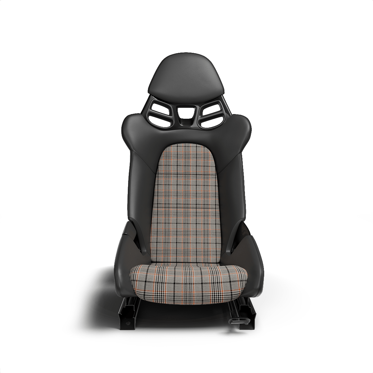 Houndstooth-Plaid Seat Fabric - Orange/Grey/Black/White