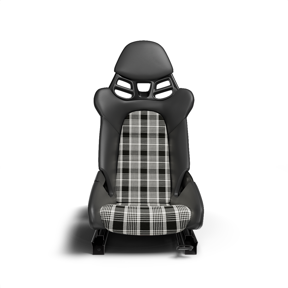 Houndstooth-Plaid Seat Fabric - Black & White