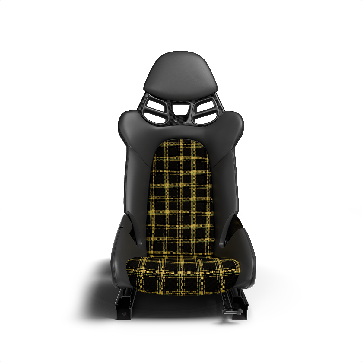 Porsche and VW Check Tartan Plaid Seat Fabric - Black / Yellow / Green